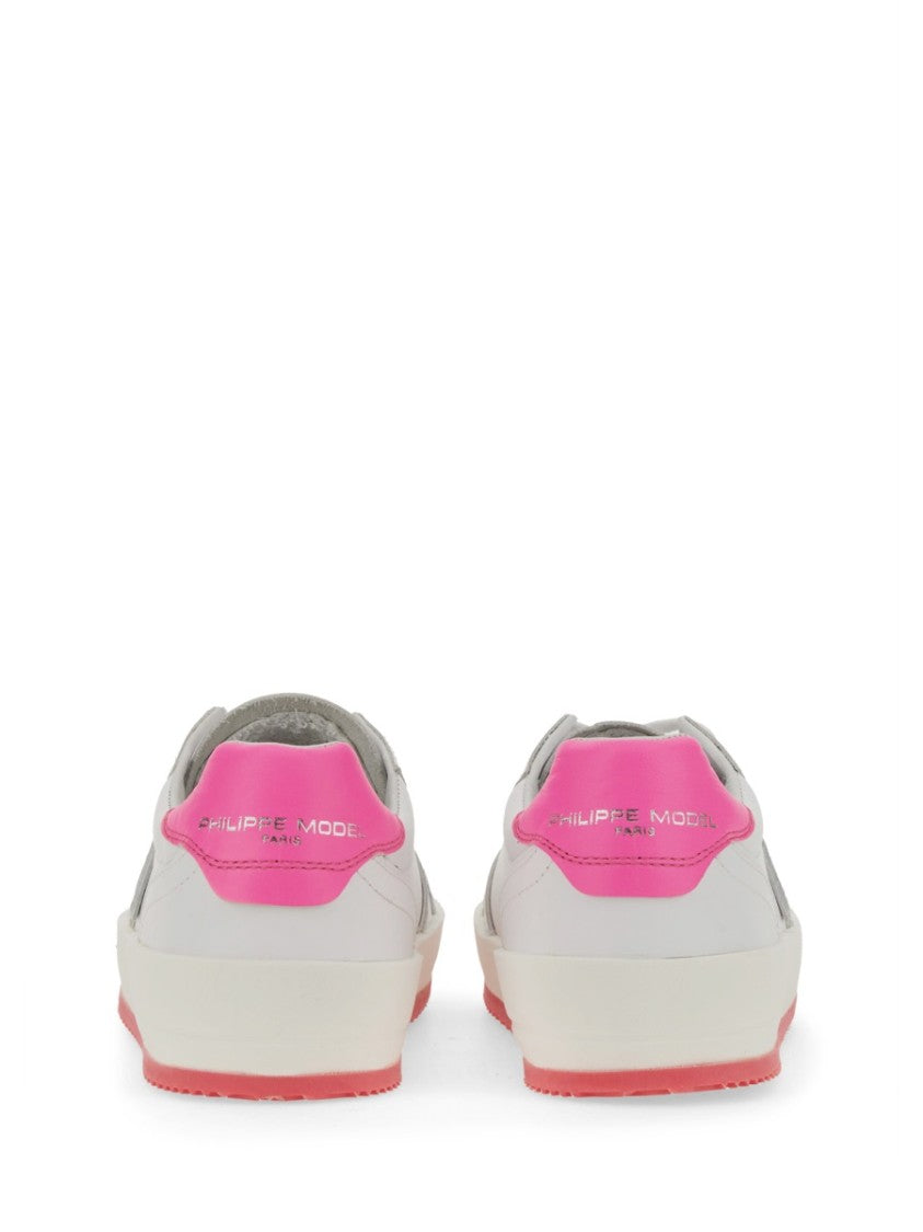 Philippe Model White Sneakers With Contrasting Pink Accents