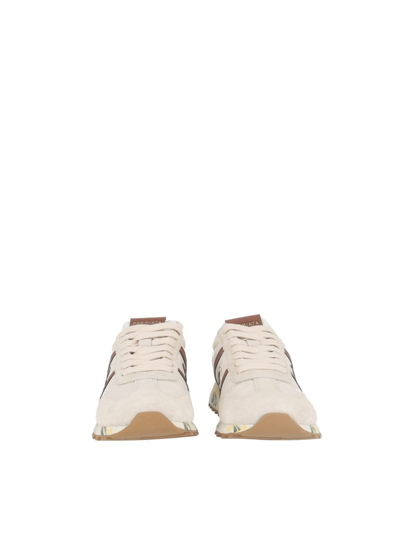 Premiata White Lucyd0.1 Leather Fabric Low-Top Sneakers