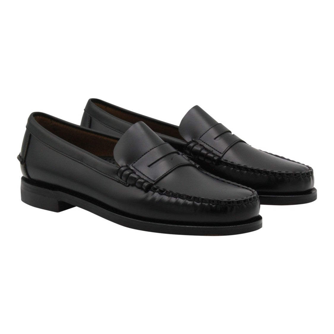 Sebago Polished Leather Flat Shoes With Moccasin Stitching