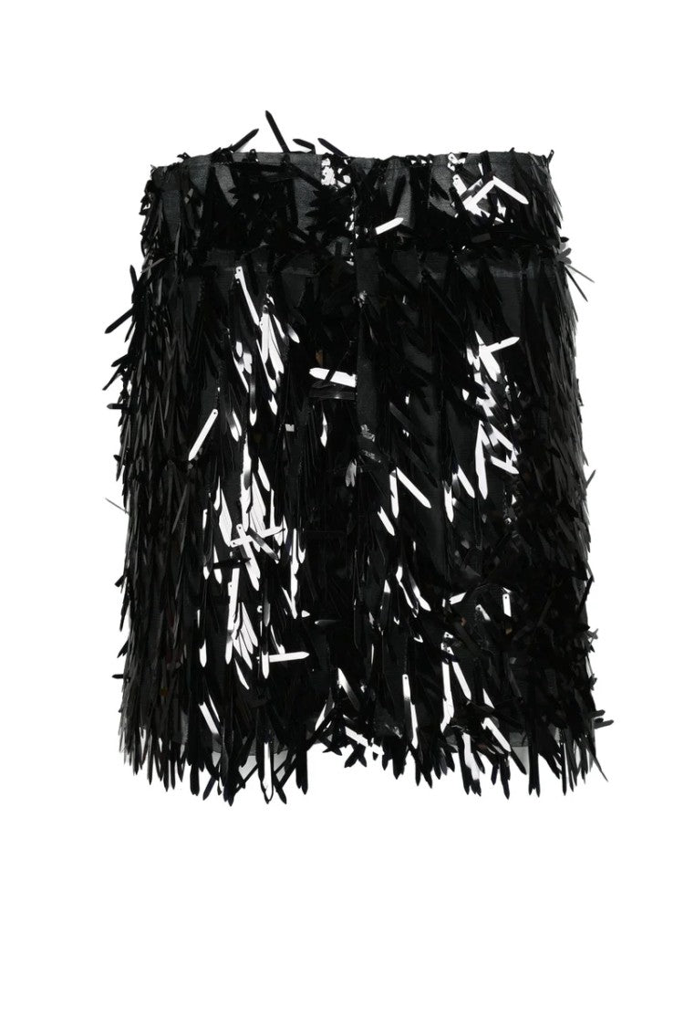 Giulia N Black Sequin Polyester Mini Skirt