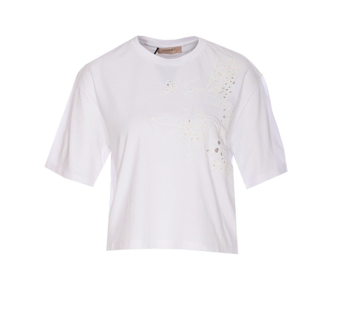 Twin-Set Short Sleeve T-Shirt With Subtle Floral Design