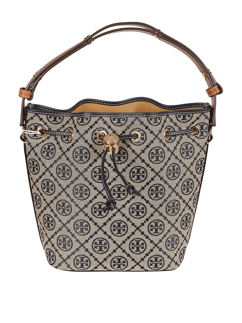 Tory Burch Structured Bucket Bag With Distinctive Pattern