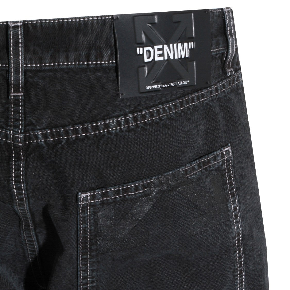 Off-White Straight-Leg Black Cotton Trousers With Distinctive Logo Patch