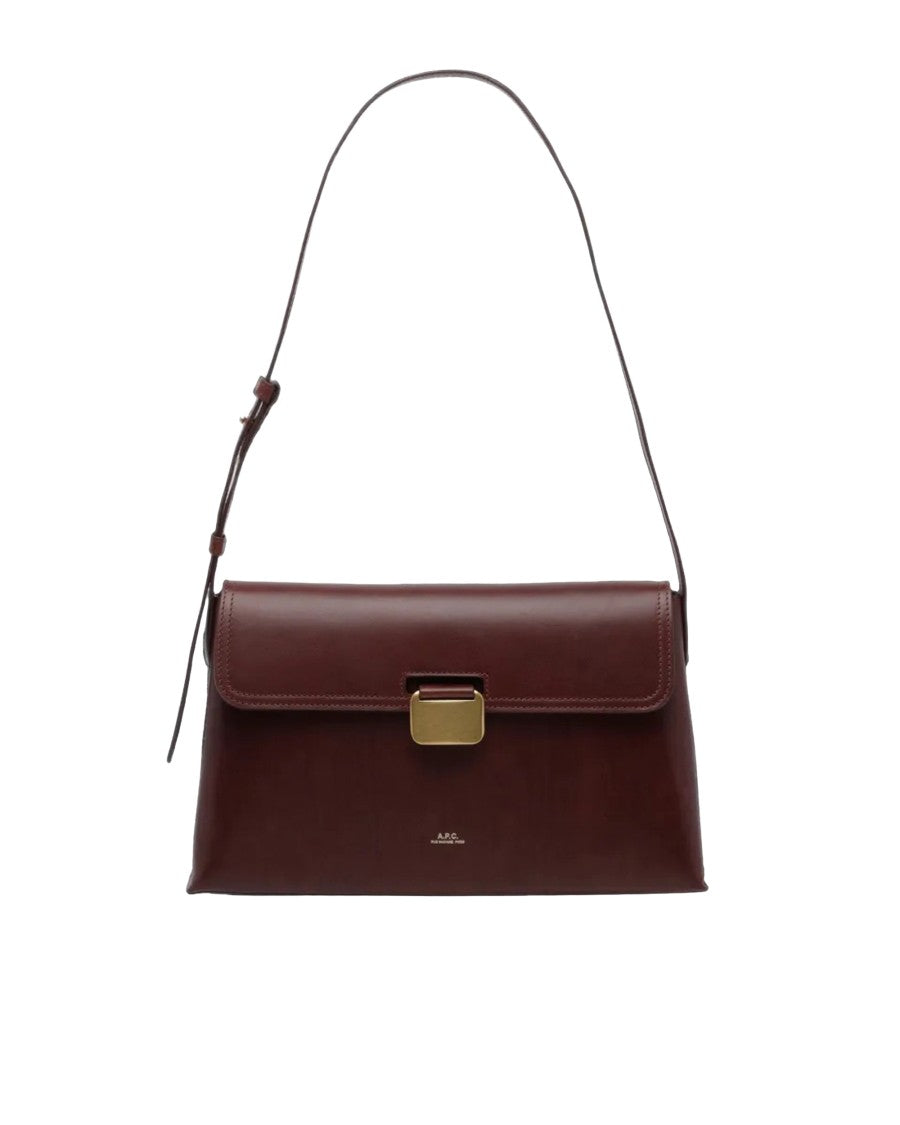 A.P.C. Burgundy Leather Gold Clasp Shoulder Bag