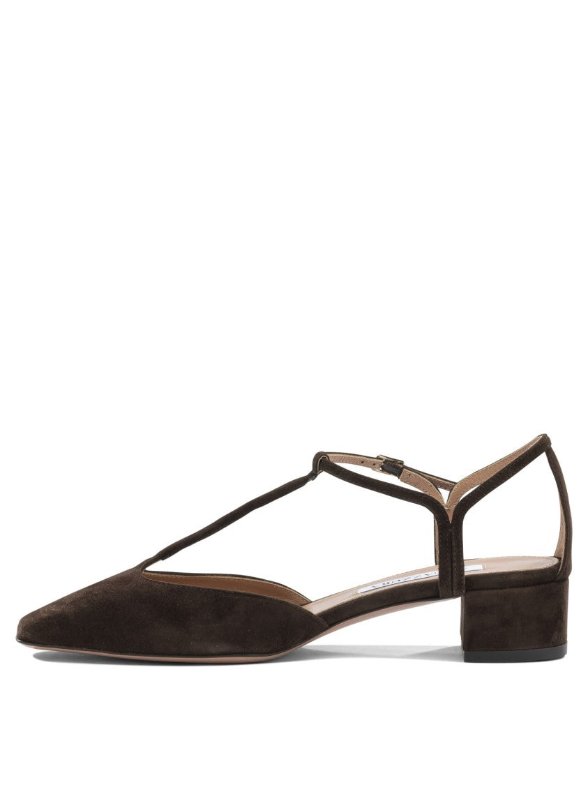 Aquazzura Tapered Toe Slingback Pumps With T-Strap Design