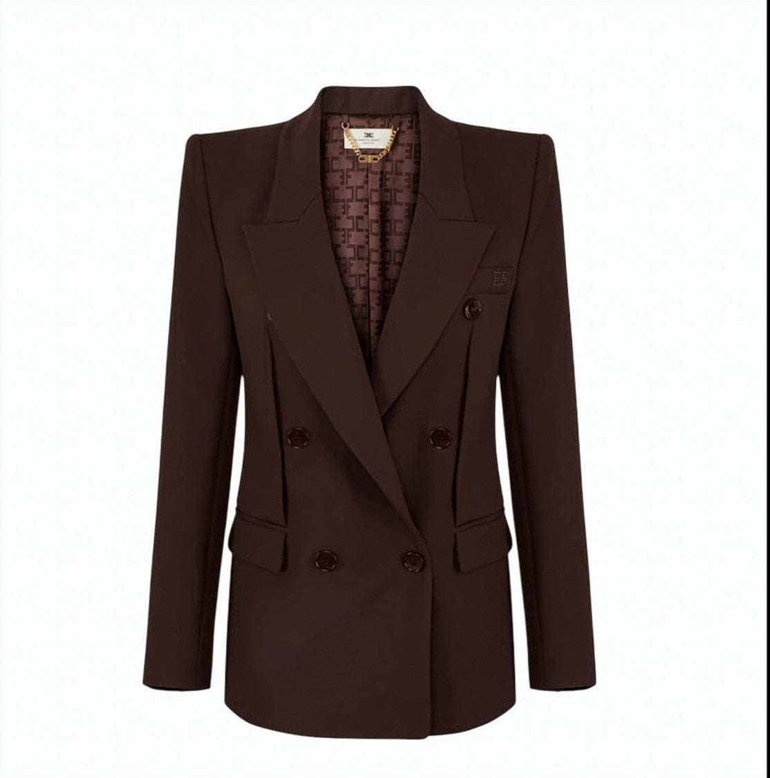 Elisabetta Franchi Lightweight Crepe Peak Lapel Double Jacket
