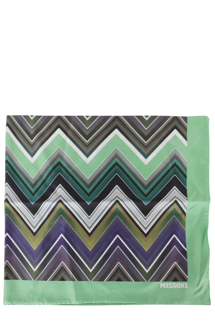 Missoni Green Zig-Zag Pattern Silk Scarf