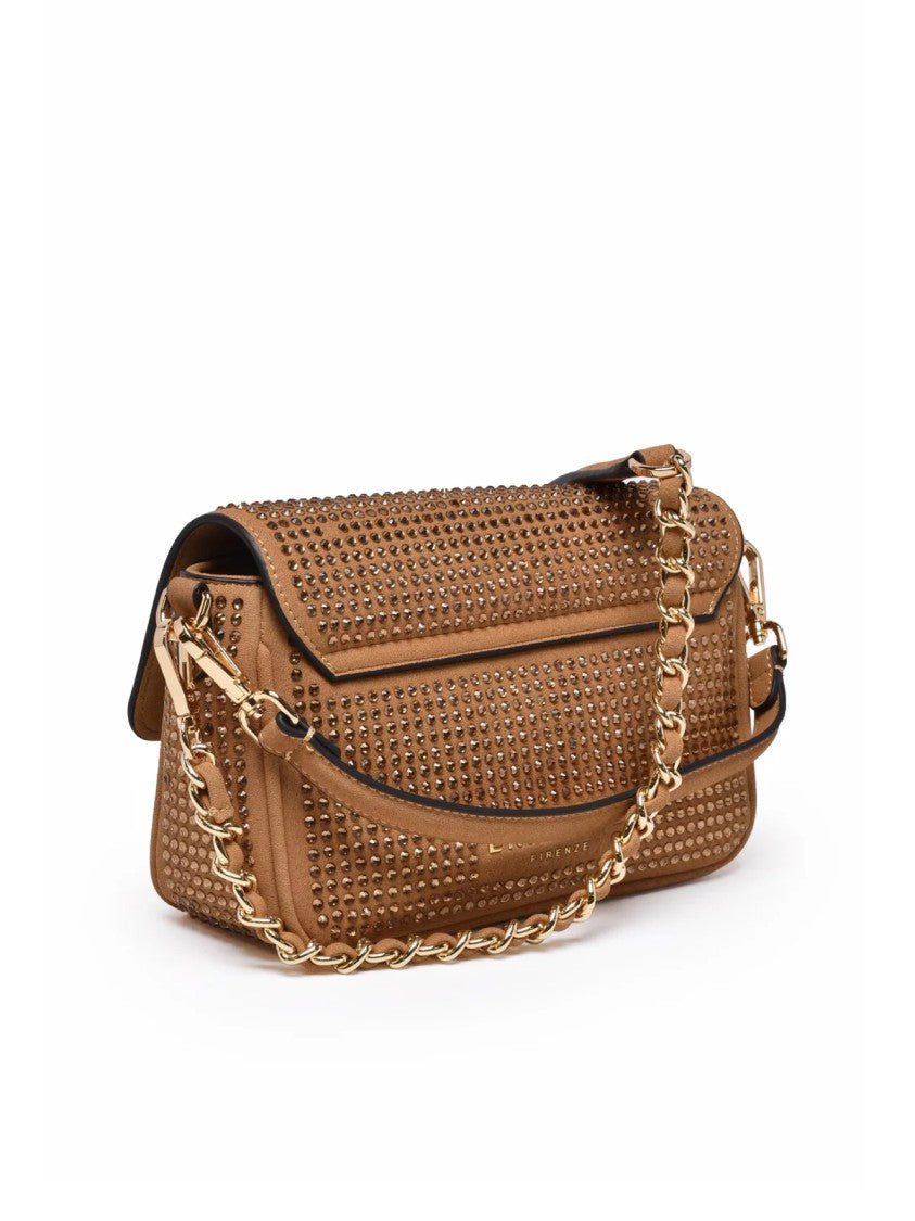 Ermanno Firenze Verly Rhinestone-Embellished Shoulder Bag With Clip Closure