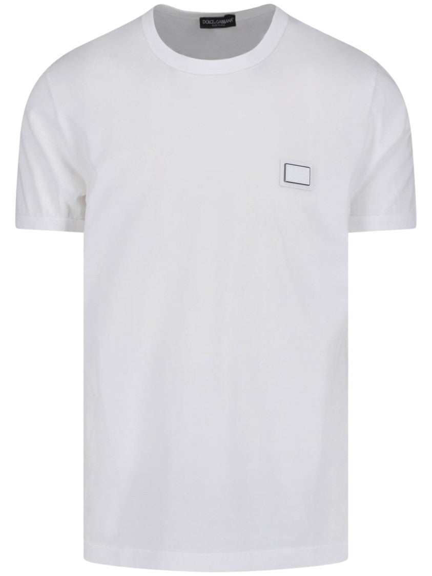 Dolce & Gabbana Short-Sleeve Crew Neck Cotton T-Shirt With Patch Detail