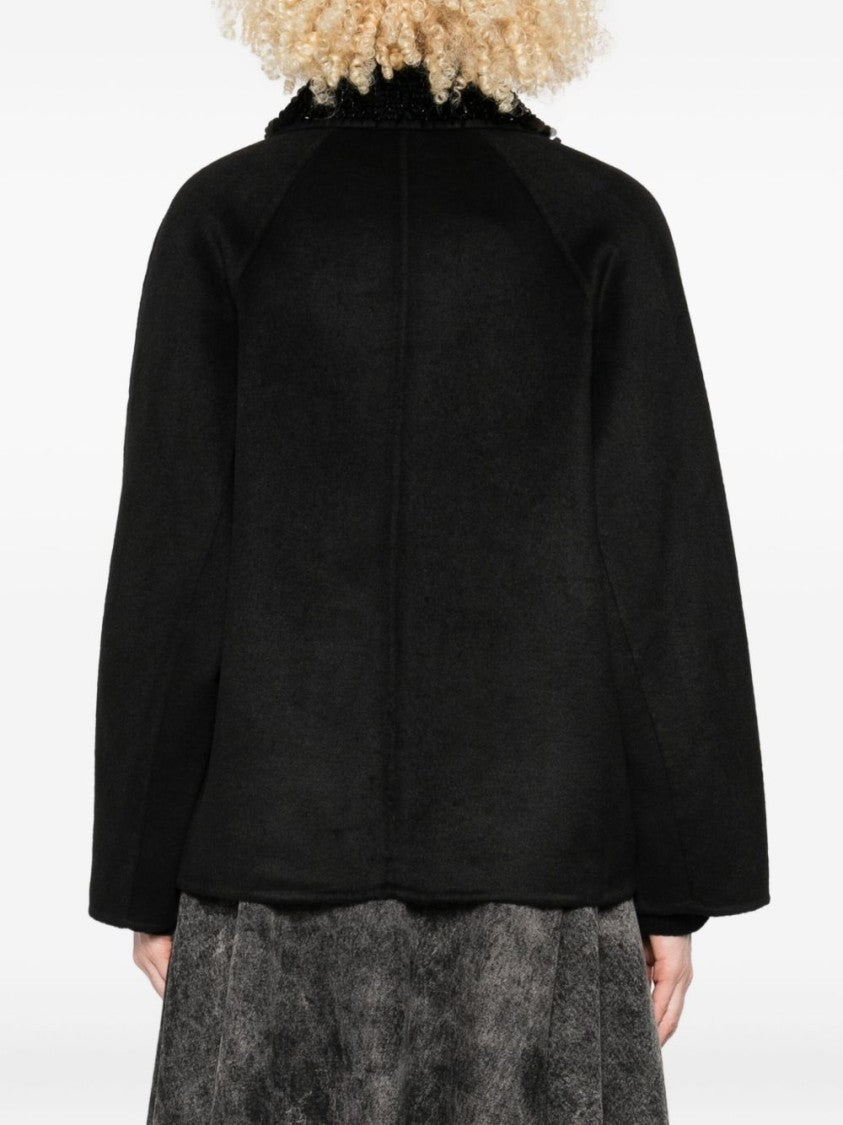 Liu Jo Short Black Coat With Bead Embellishments