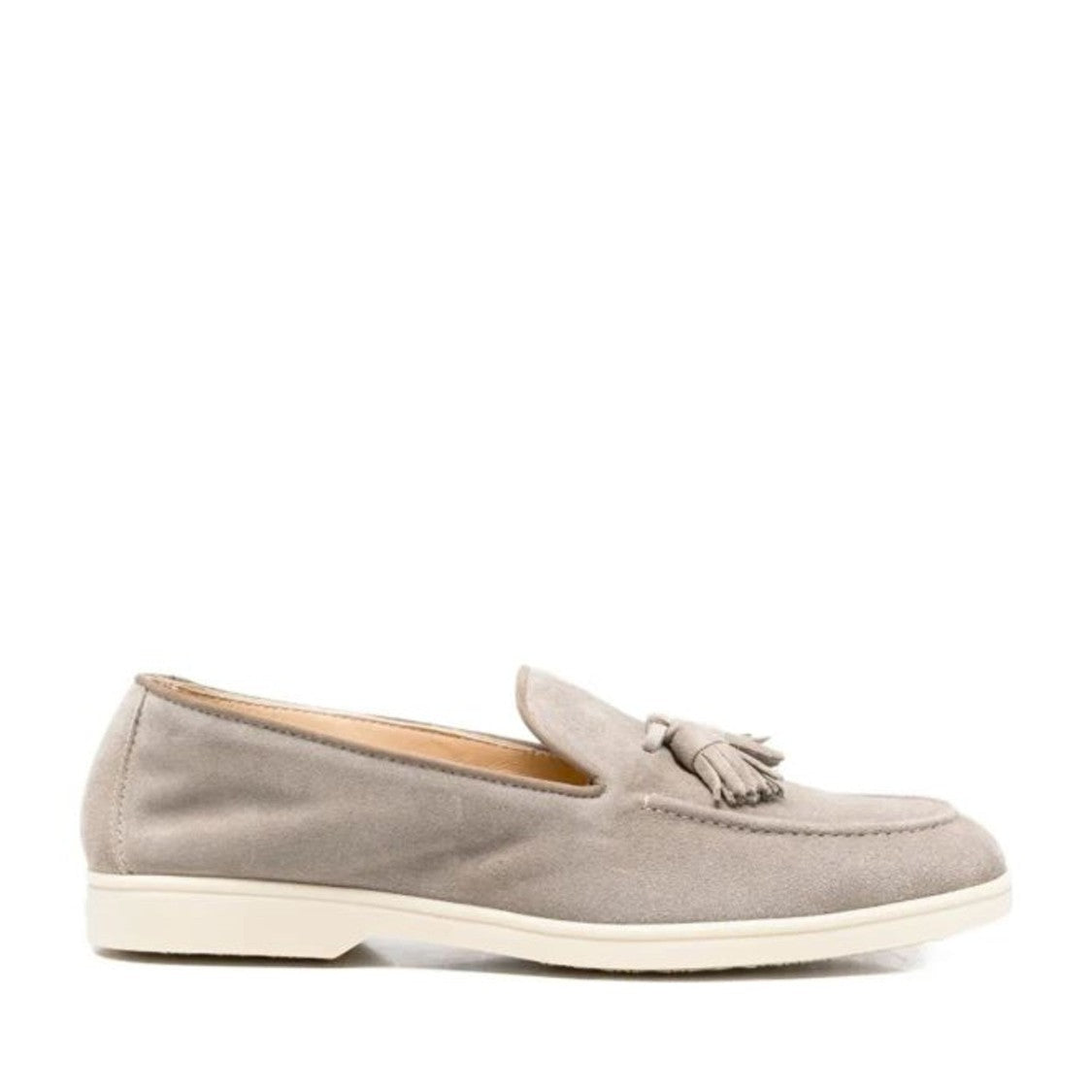 Doucal's Grey Tassel-Embellished Calf Leather Loafers