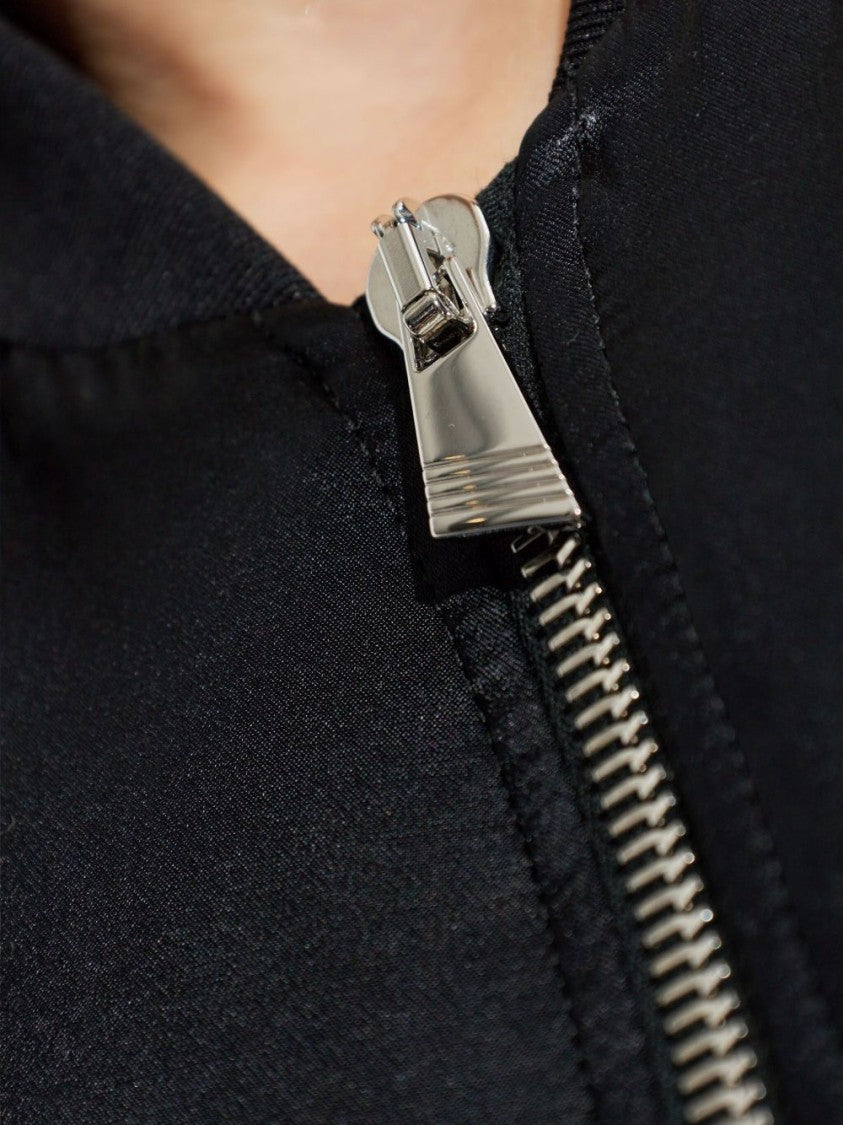The Attico Cropped Black Jacket With Shiny Satin Finish