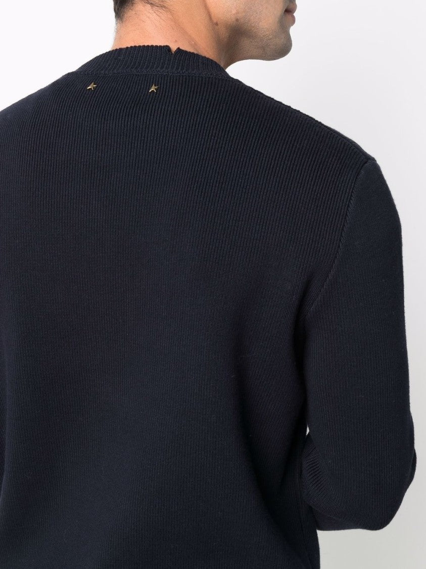 Golden Goose Ribbed Stretch-Cotton Sweater With Crew Neck Design