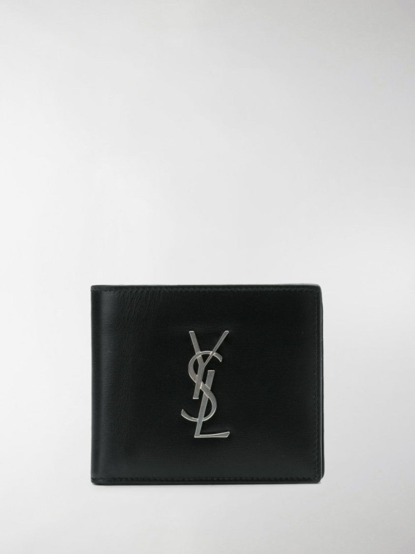 Saint Laurent East/West Monogram Wallet In Black Leather