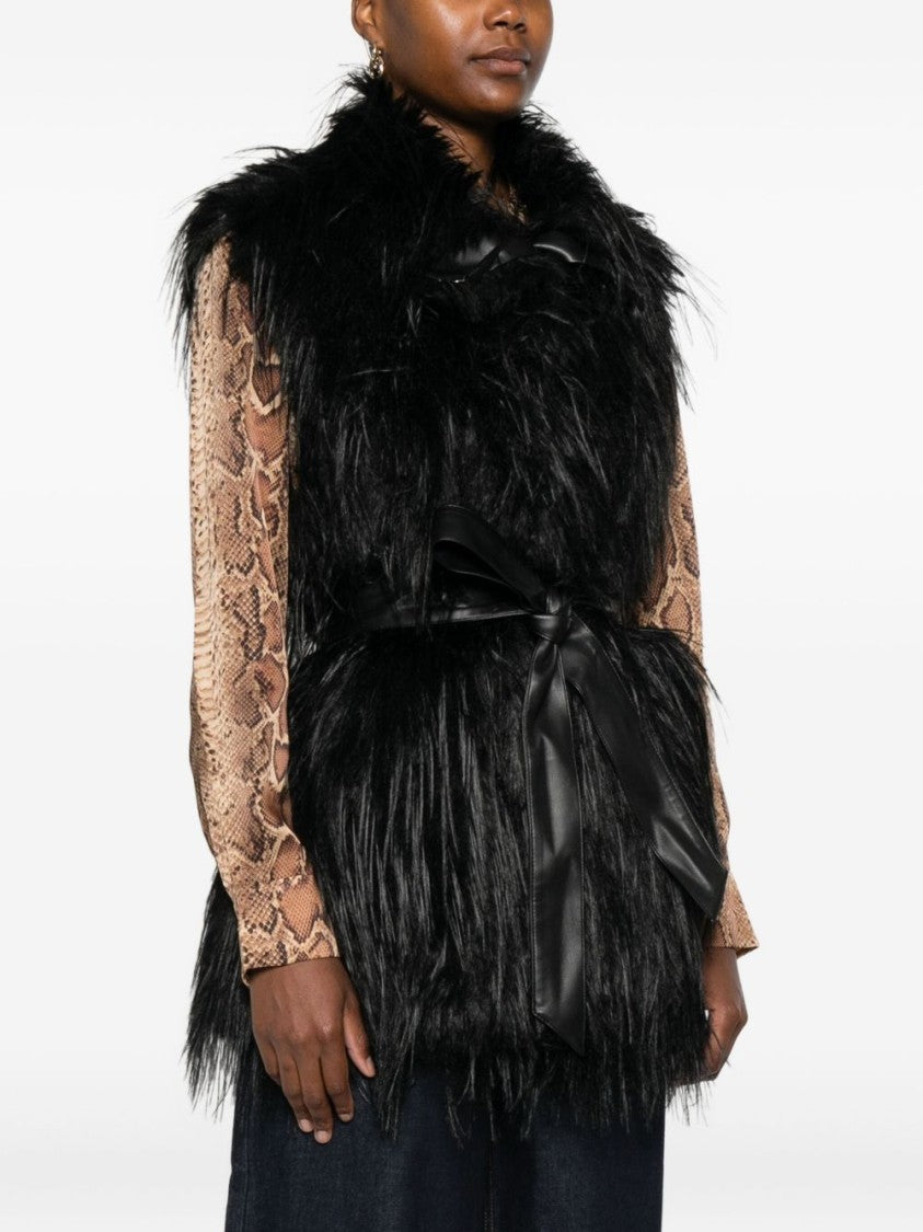 Pinko Plush Black Faux Fur Coat
