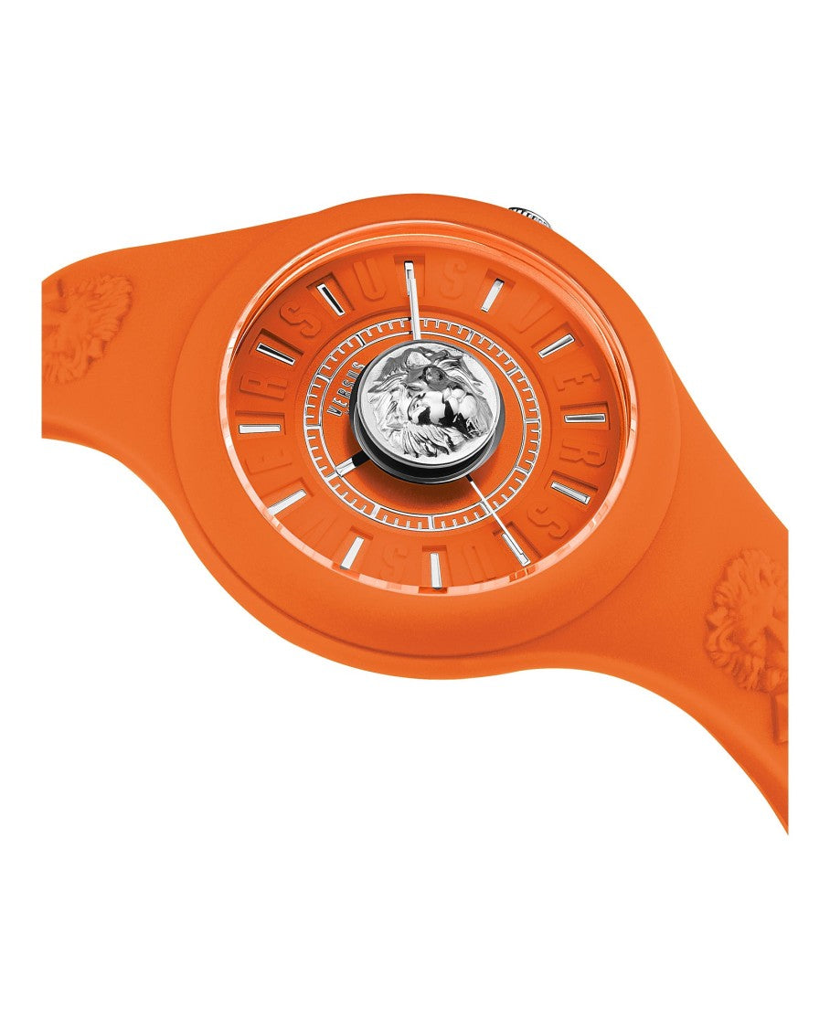 Versus Versace Vibrant Orange Silicone Watch With Enamel Dial