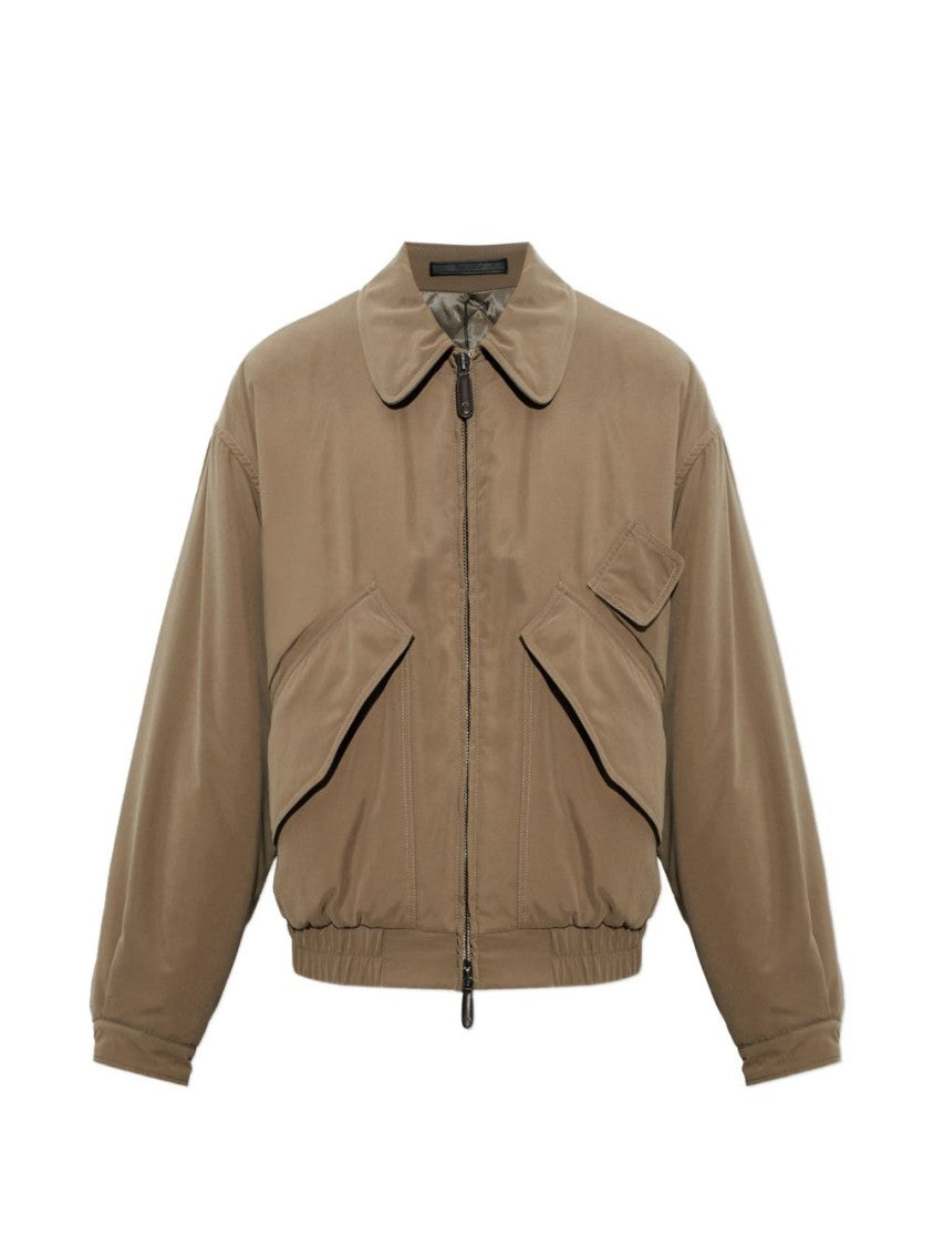 Giorgio Armani Boxy Cropped Zip-Up Oversized Pocket Jacket