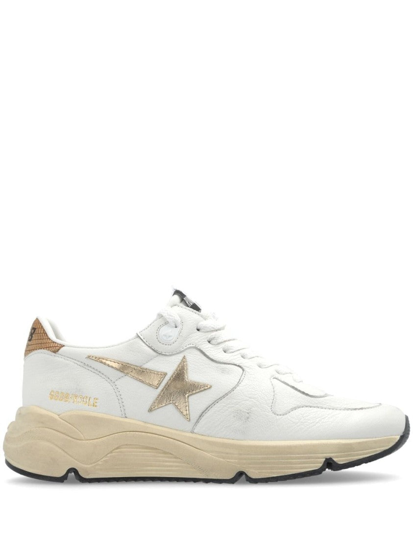 Golden Goose Deluxe Brand White Sneakers With Goat And Cow Leather Construction And Rubber Sole