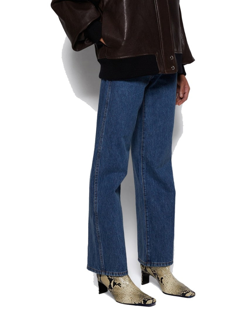 Khaite Ona Ankle Boot Natural Python-Embossed Leather