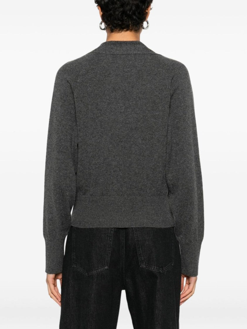 Ivory Paris Cropped Button-Up Cardigan With Deep V-Neck