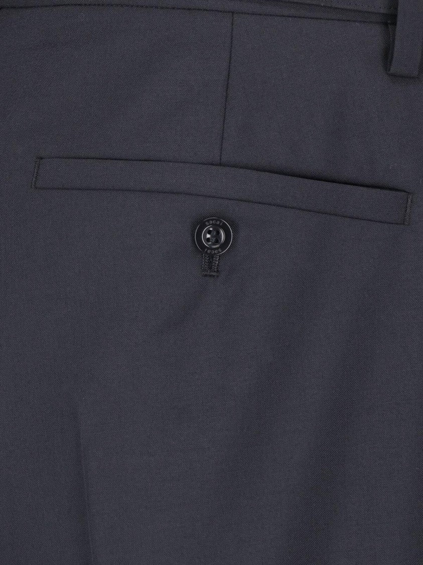 Sacai Mid-Rise Wide-Leg Trousers With Removable Belt And Structured Pockets