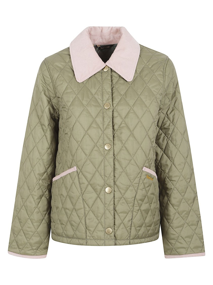 Barbour Diamond-Quilted Cropped Jacket With Corduroy Accents