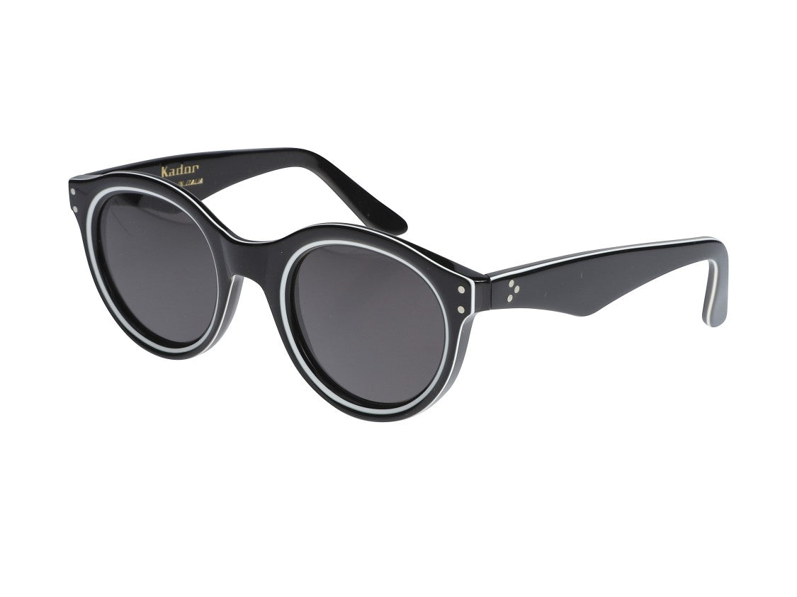 Kador Black Thick Silver Round Sunglasses