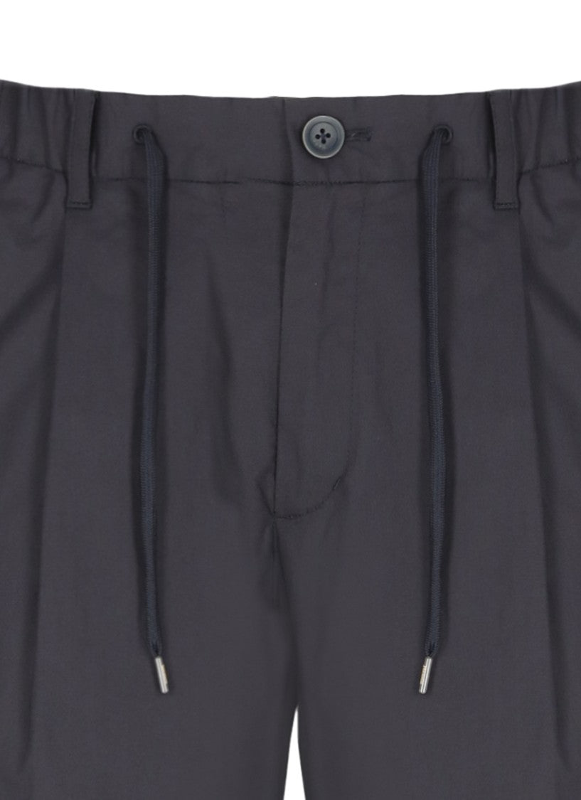 Herno Blue Cotton Straight-Leg Pants