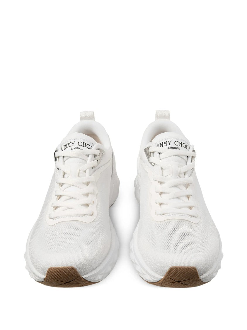 Jimmy Choo White Diamond Sculpted Mesh Sneakers