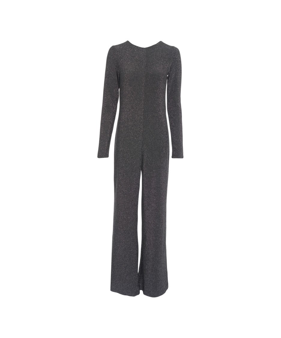 Jucca Metallic Effect Gray Overall With Fitted Bodice