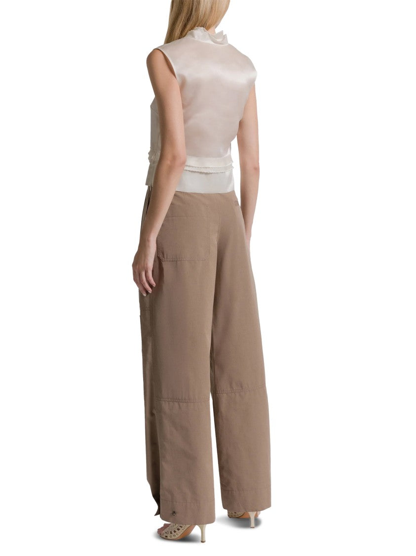Alberta Ferretti Wide-Leg Trousers With Pleated Front And Seam Accents