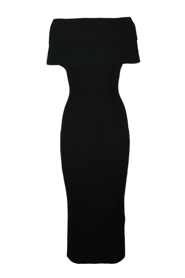 Sportmax Long Fitted Knit Dress - Black