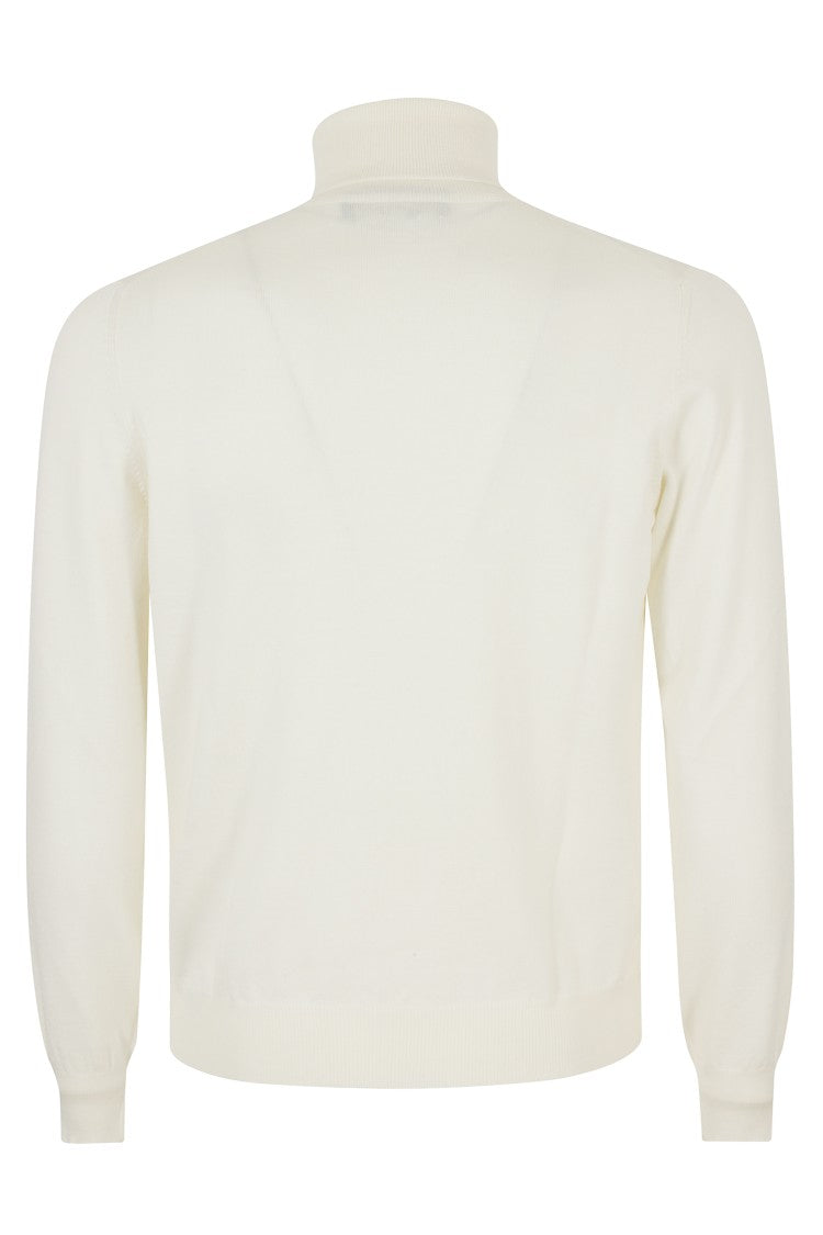Tagliatore High Neck Cream Virgin Wool Sweater