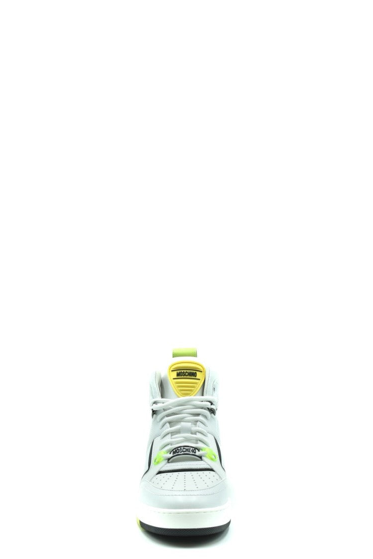 Moschino White Leather Pull-Tab Sneaker