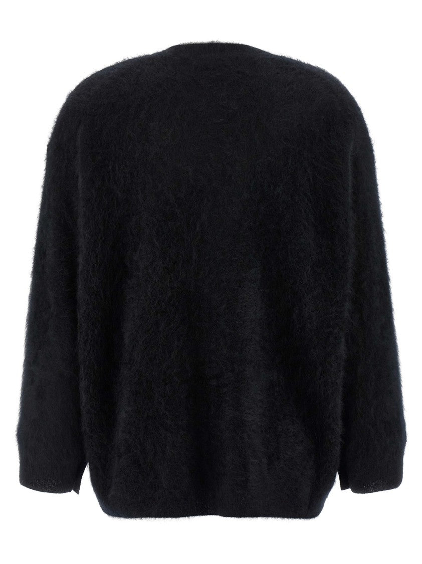 Nude Long-Haired Cashmere Cardigan With V-Neck