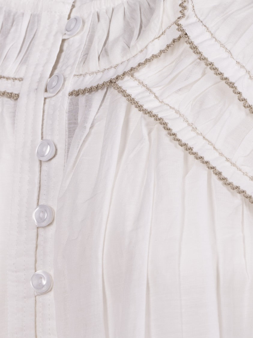 Isabel Marant Étoile Delicate Ruffled White Shirt With Button-Down Front