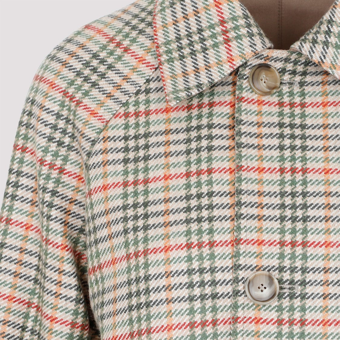 Akris Camel Multicolor Wool Flannel Coat