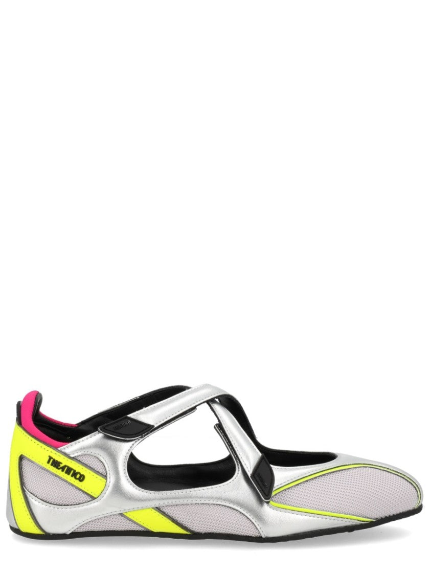 The Attico Silver Floor01 Metallic Mesh Flats