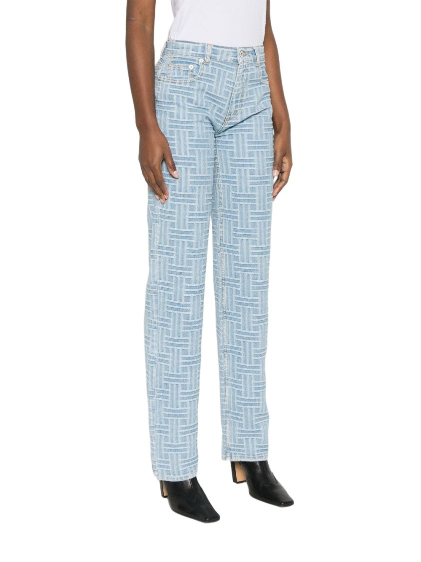 Kenzo Light Blue Logo Patch Denim Trousers