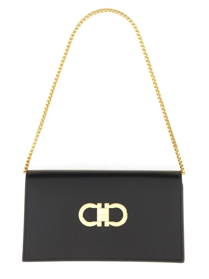 Ferragamo Mini Bag With Gold-Tone Clasp And Chain Strap
