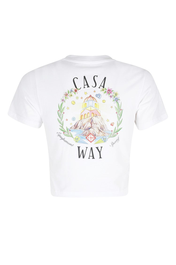 Casablanca White Casa Way Graphic-Printed Cotton T-Shirt