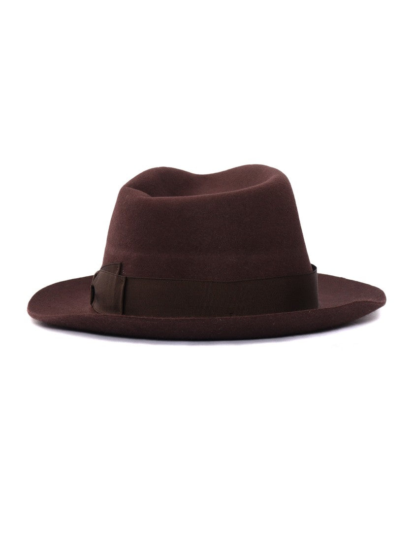 Borsalino Small Brim Fedora Hat With Structured Crown And Subtle Detailing