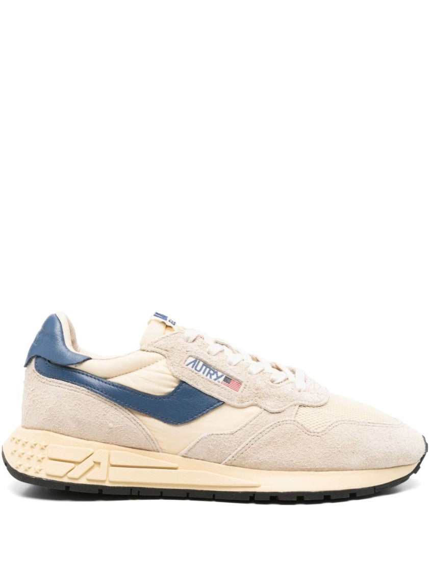 Autry Beige Sneakers With Navy Blue Accents