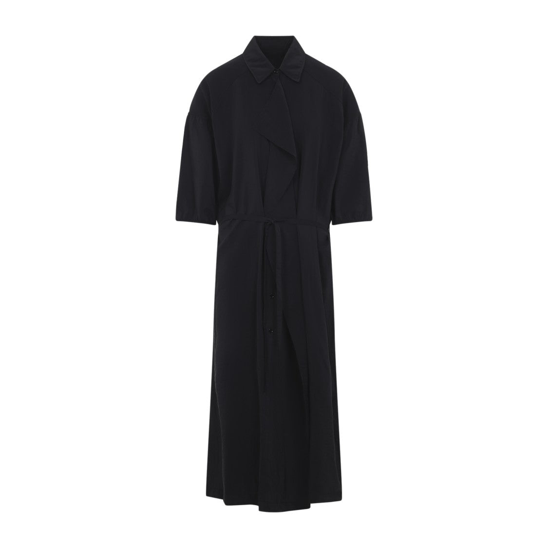 Lemaire Asymmetrical Black Silk Midi Dress