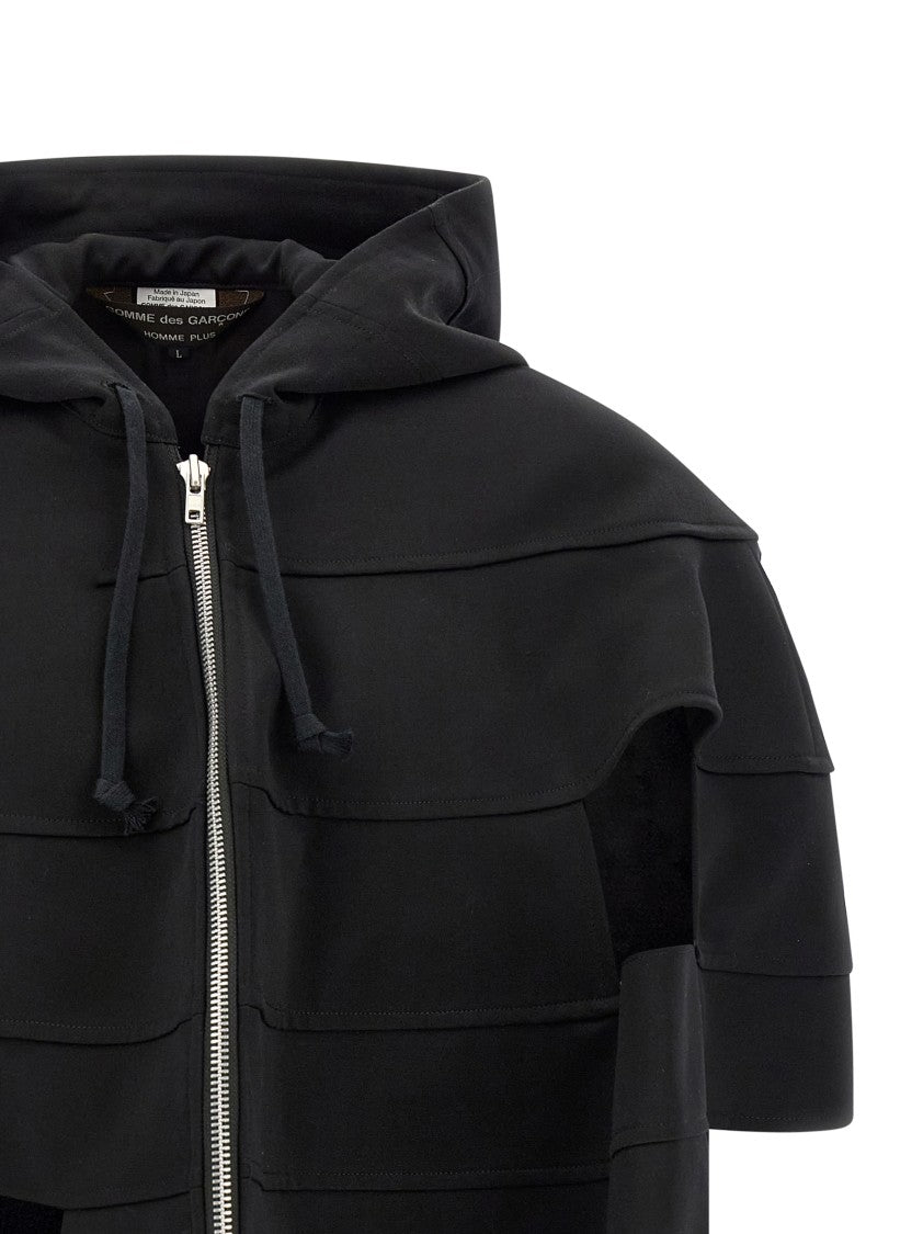 Comme Des Garçons Armor-Inspired Wool Jacket With Adjustable Hood And Cut-Out Details