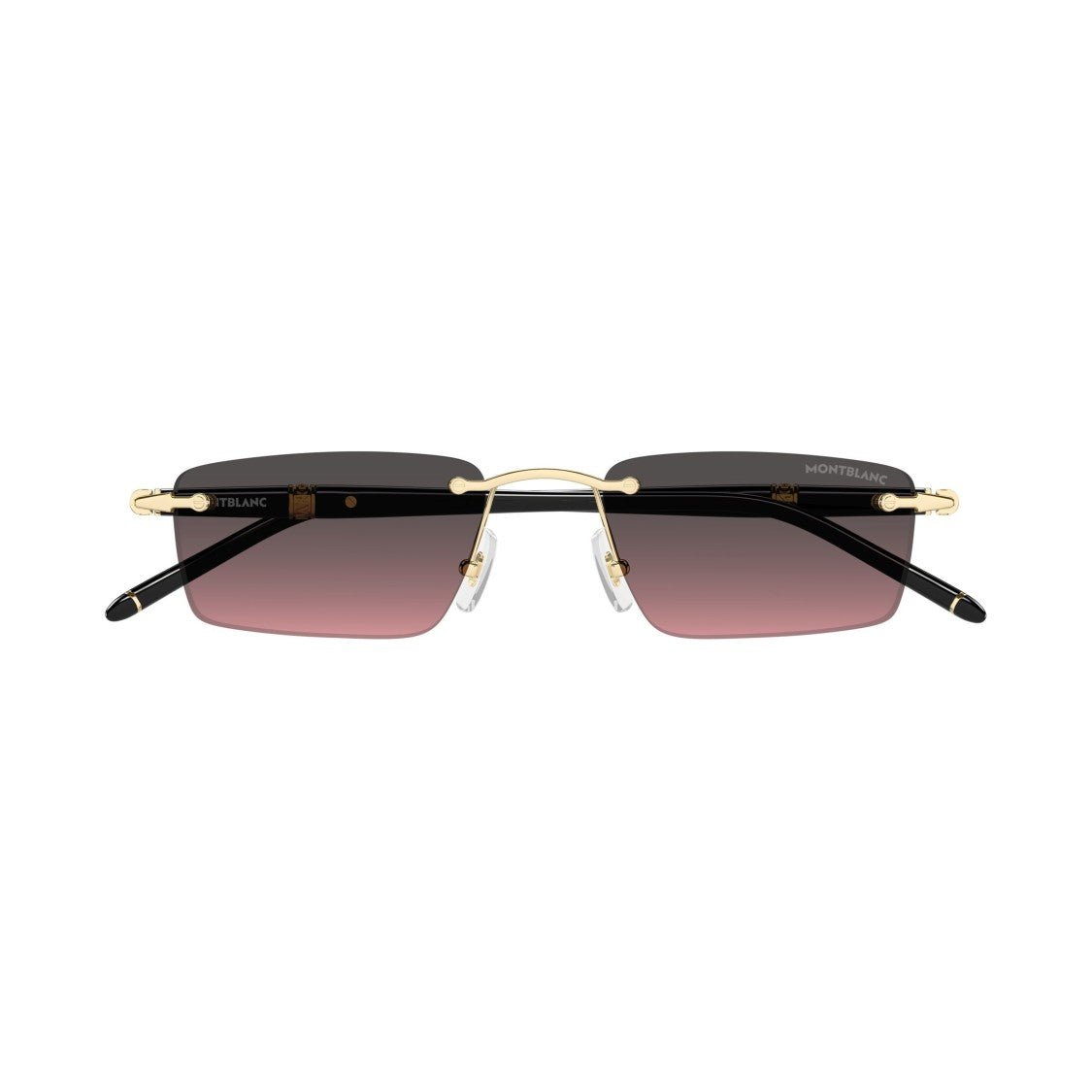 Montblanc Rimless Rectangular Sunglasses With Gradient Lenses And Gold Accents
