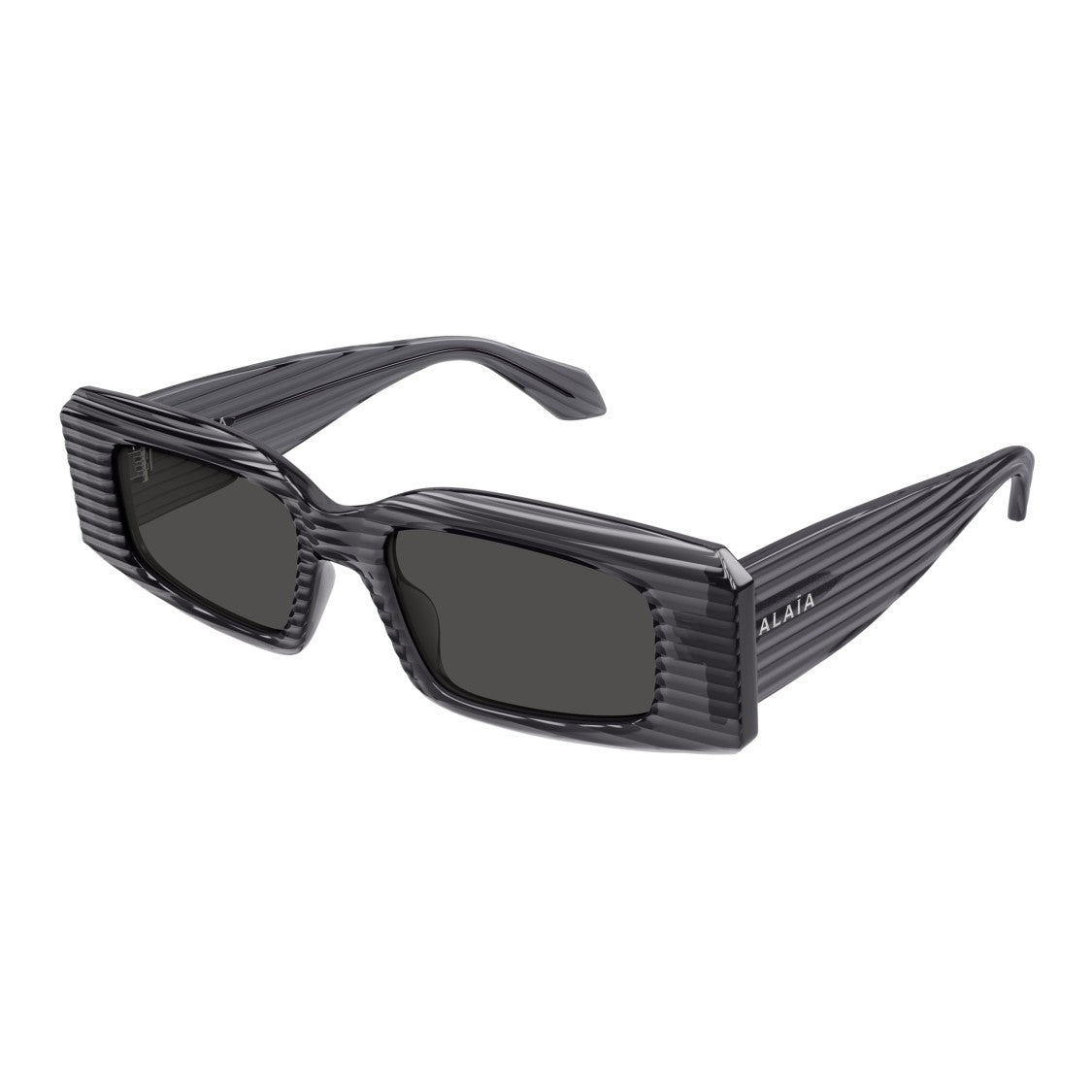Azzedine Alaïa Aa0078s Rectangular Ribbed Frame Sunglasses In Recycled Acetate