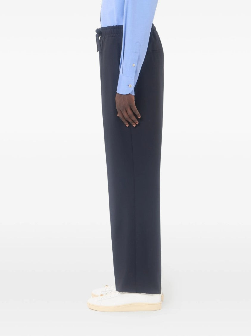 Valentino Tailored Black Mohair Pants With Embroidered Logo