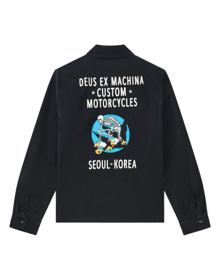 Deus Ex Machina Black Fugazi Embroidered Cotton Sateen Souvenir Jacket