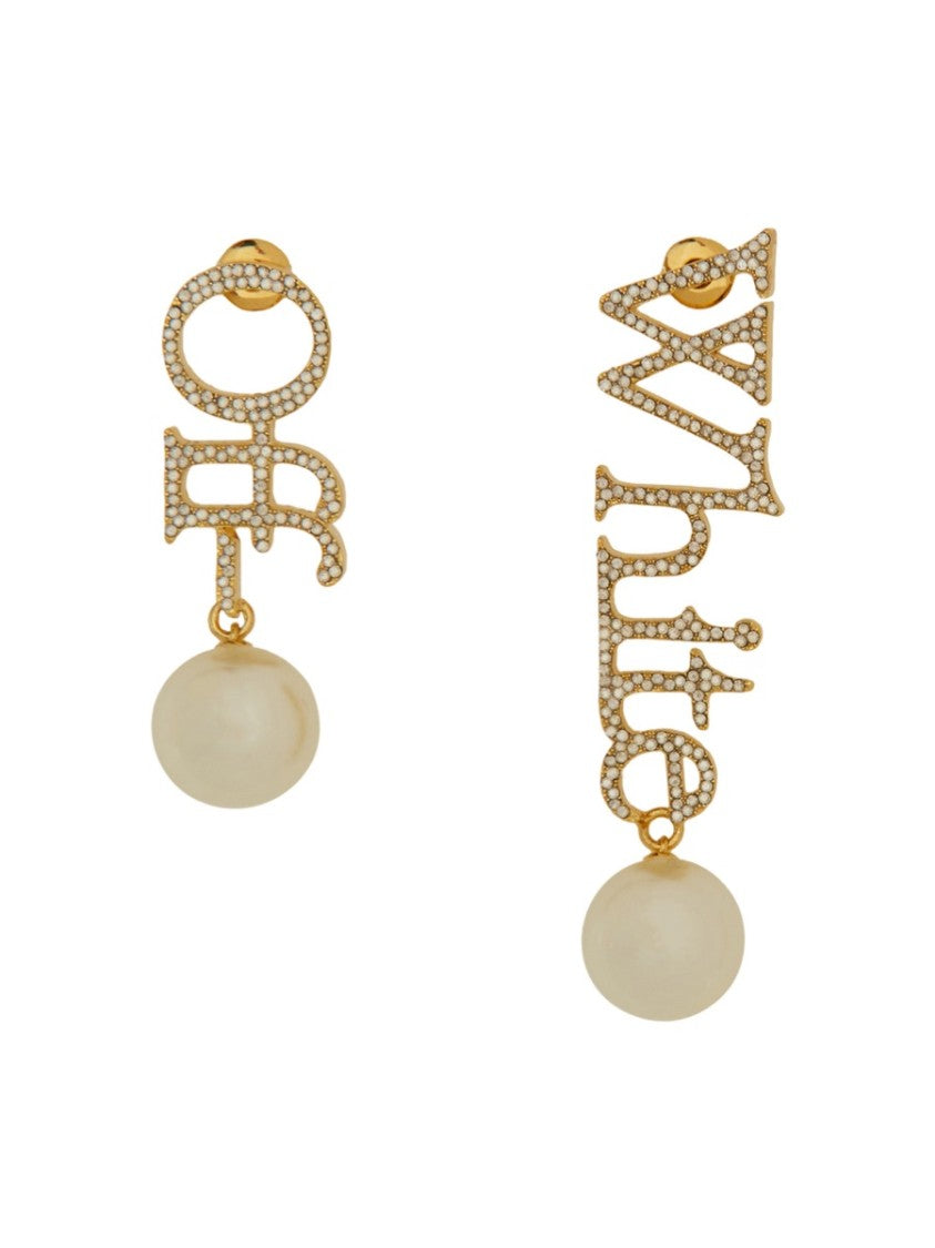 Off-White Gold-Tone Brass Earrings With Signature Off-White Script